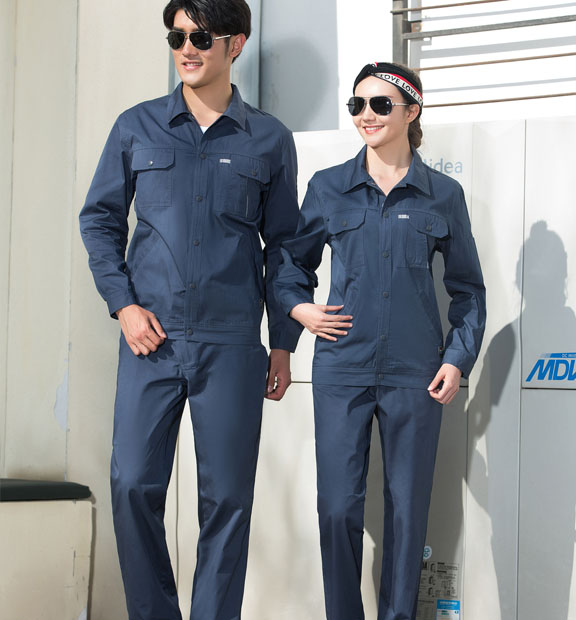 春秋季藍(lán)色純棉長(zhǎng)袖工作服套裝-SYX204#