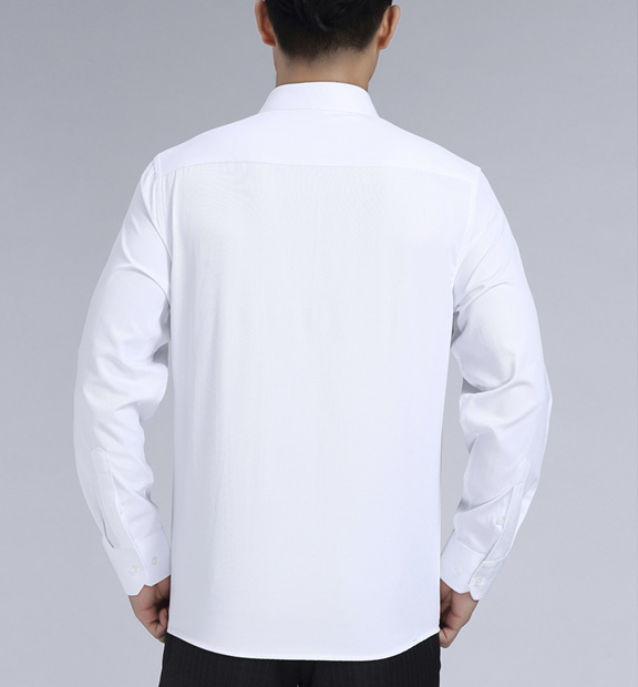 白色男款滌棉翻領(lǐng)長袖修身襯衫-3016-1#
