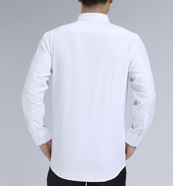 白色男款滌棉翻領(lǐng)長袖修身襯衫-TR0201#