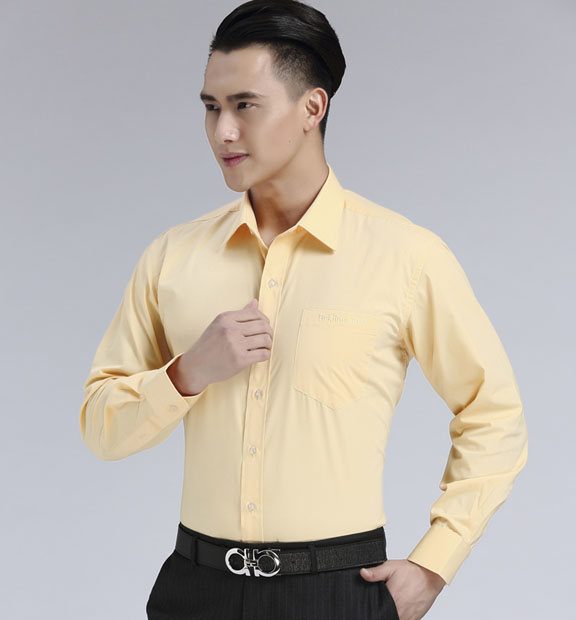 黃色男款滌棉翻領(lǐng)長(zhǎng)袖北京出租車司機(jī)襯衫-TAXI01#