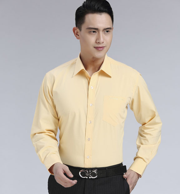 黃色男款滌棉翻領(lǐng)長(zhǎng)袖北京出租車司機(jī)襯衫-TAXI01#