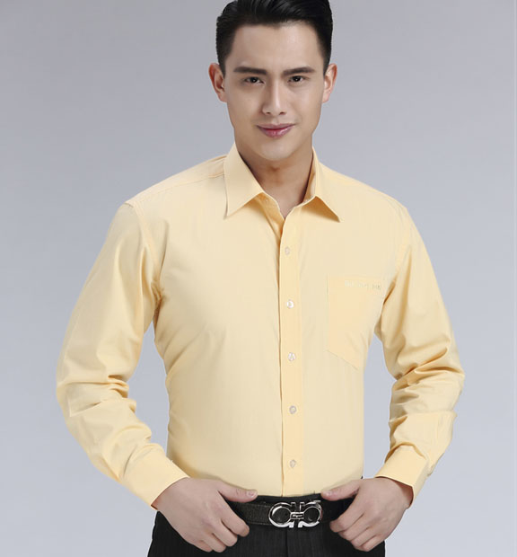 黃色男款滌棉翻領(lǐng)長(zhǎng)袖北京出租車司機(jī)襯衫-TAXI01#