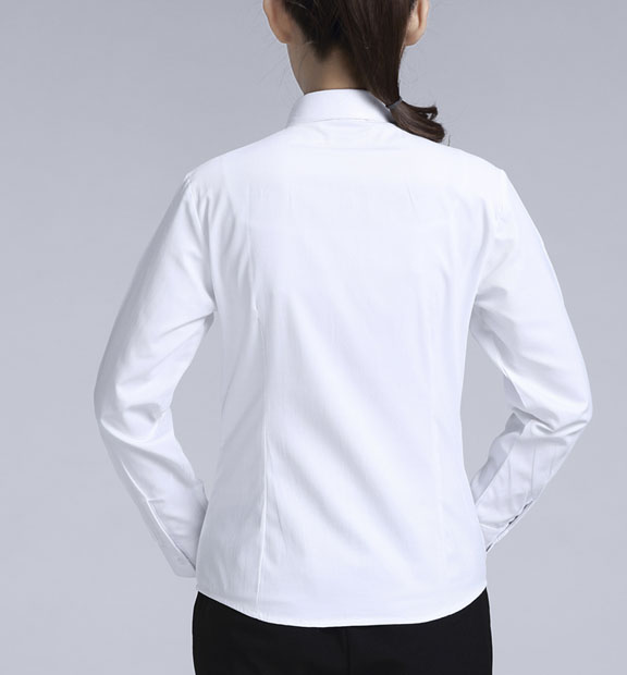 白色女款滌棉翻領(lǐng)長(zhǎng)袖修身襯衫-3016-1#