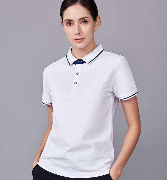夏季白色男女同款桑蠶絲翻領(lǐng)修身商務(wù)休閑T恤衫/polo衫-1878#