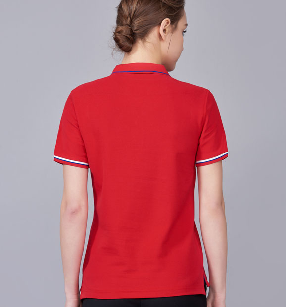 夏季大紅色男女同款絲綢質(zhì)感透氣翻領(lǐng)商務(wù)POLO衫/T恤衫-1898#