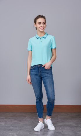 夏季玉綠男女同款絲綢質(zhì)感透氣翻領(lǐng)商務(wù)POLO衫/T恤衫-1898#