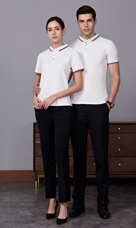 夏季白色男女同款滌棉翻領(lǐng)休閑T恤衫/Polo衫-2788#