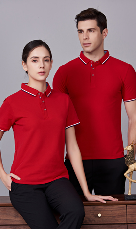 夏季藏大紅男女同款滌棉短袖翻領(lǐng)時尚T恤衫/polo衫-2788#