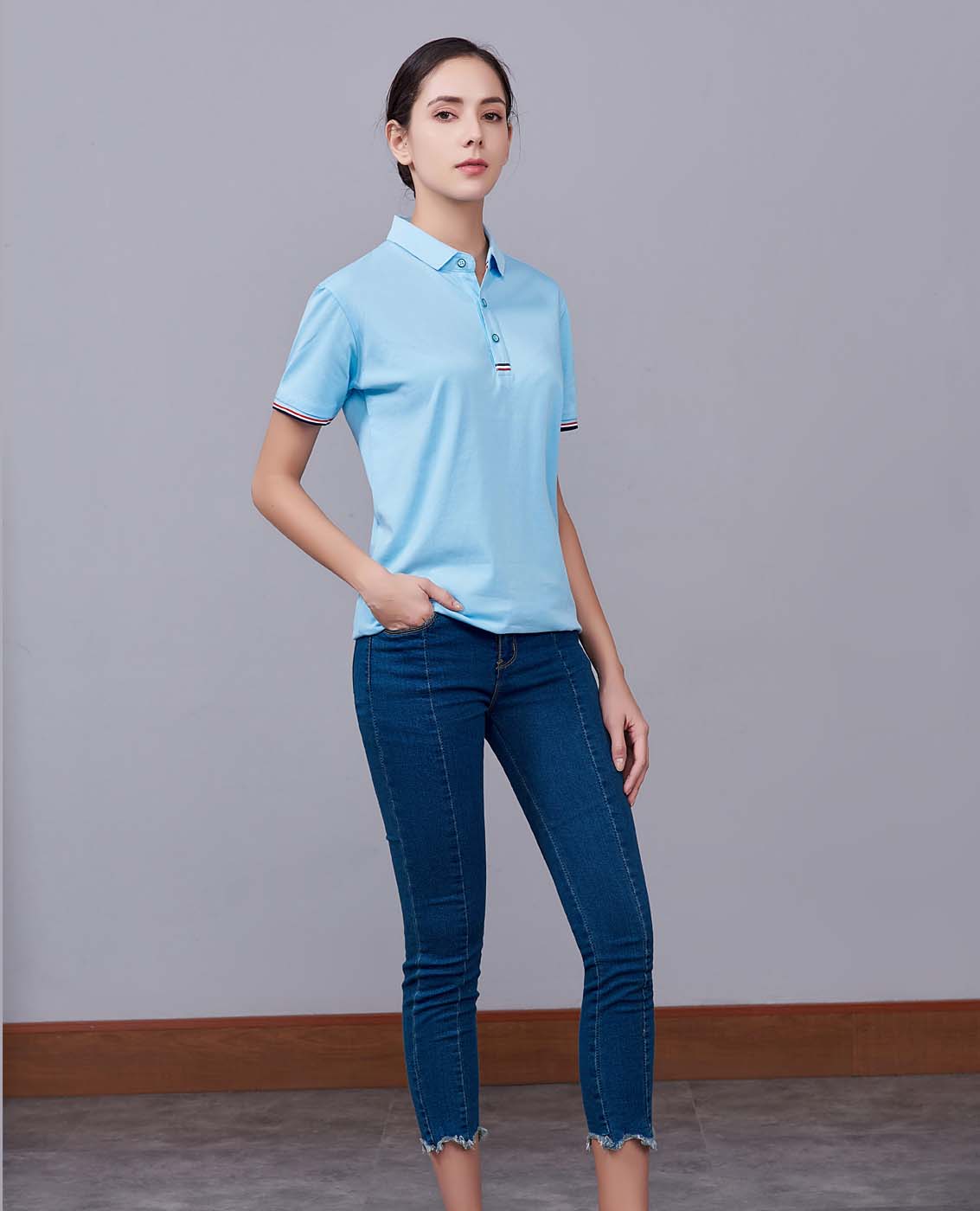 夏季紅色男女同款滌棉短袖翻領(lǐng)時尚T恤衫/polo衫-85681#